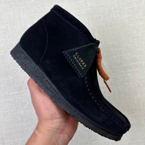 Clarks Wallabee Boot “Black Suede" Women 9.5 - Picture 1 of 5